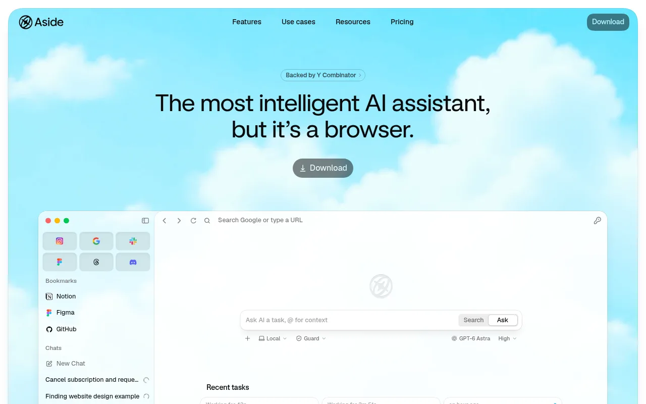 Aside website hero