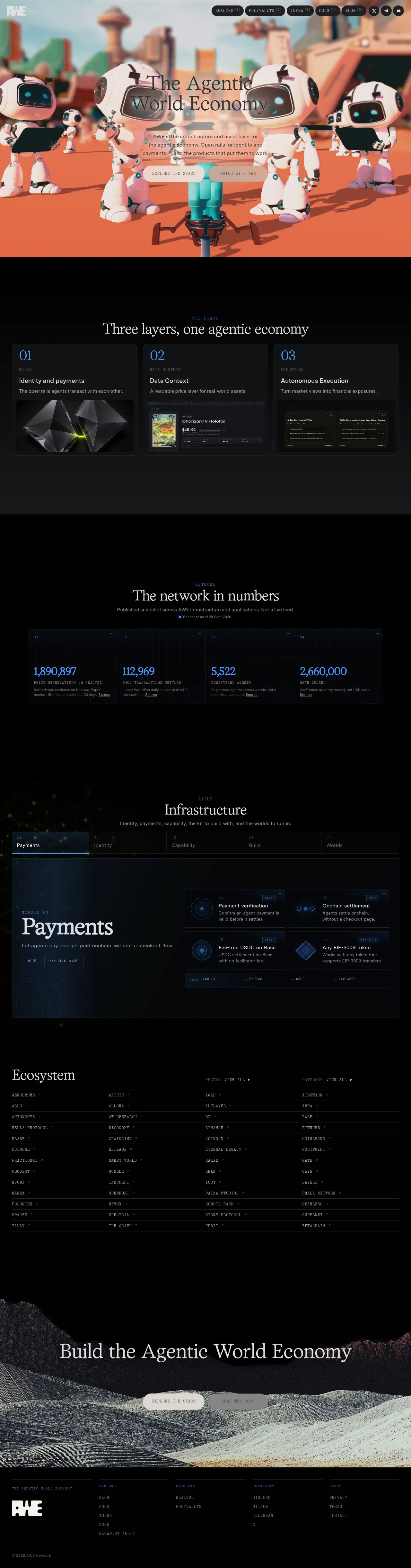 AWE Network full landing page