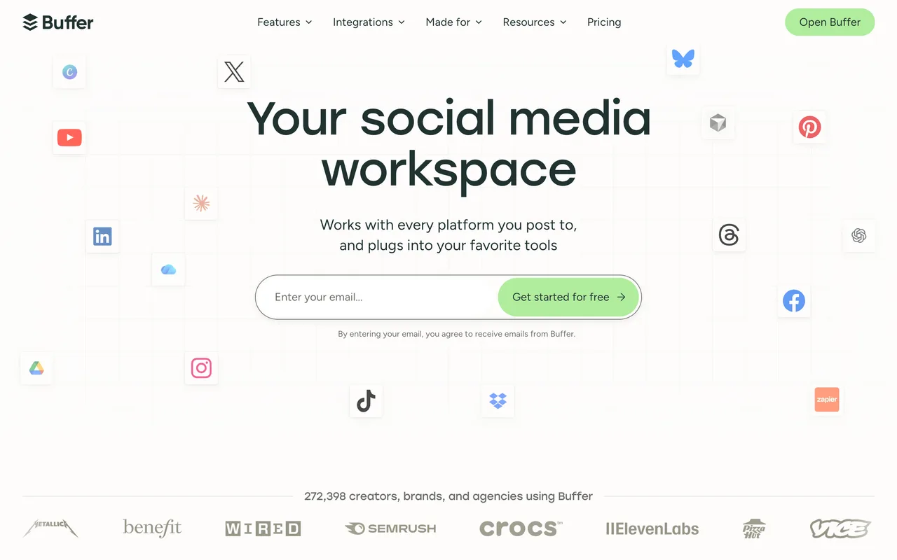 Buffer website hero