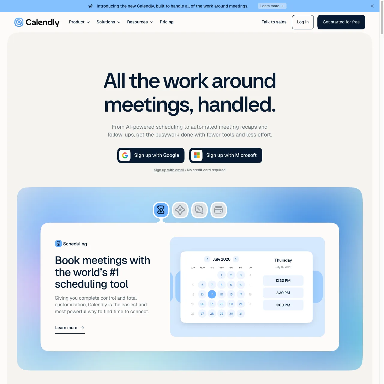 Calendly website screenshot