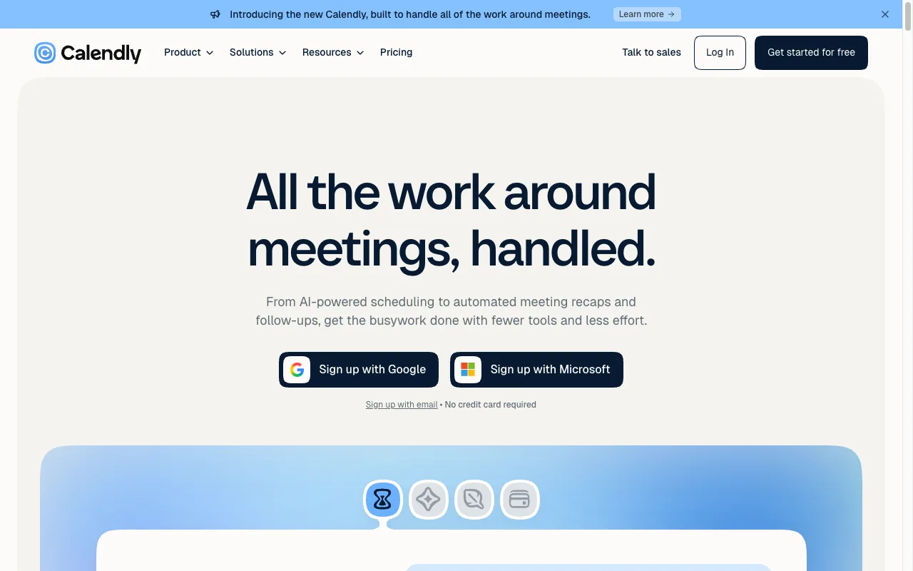 Calendly website hero
