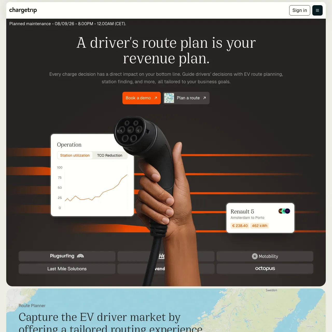 Chargetrip website screenshot
