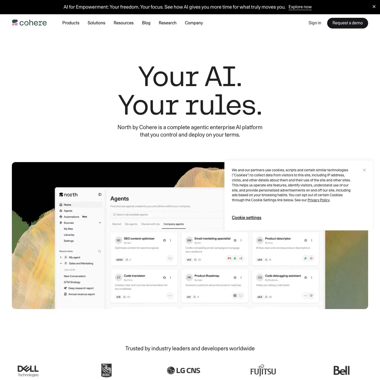 Cohere website screenshot