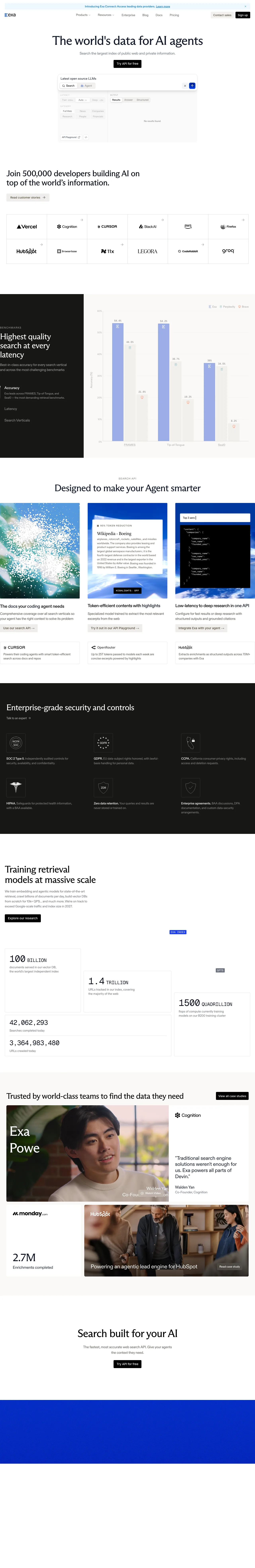 Exa full landing page