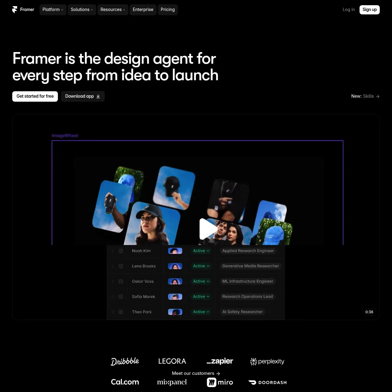 Framer website screenshot