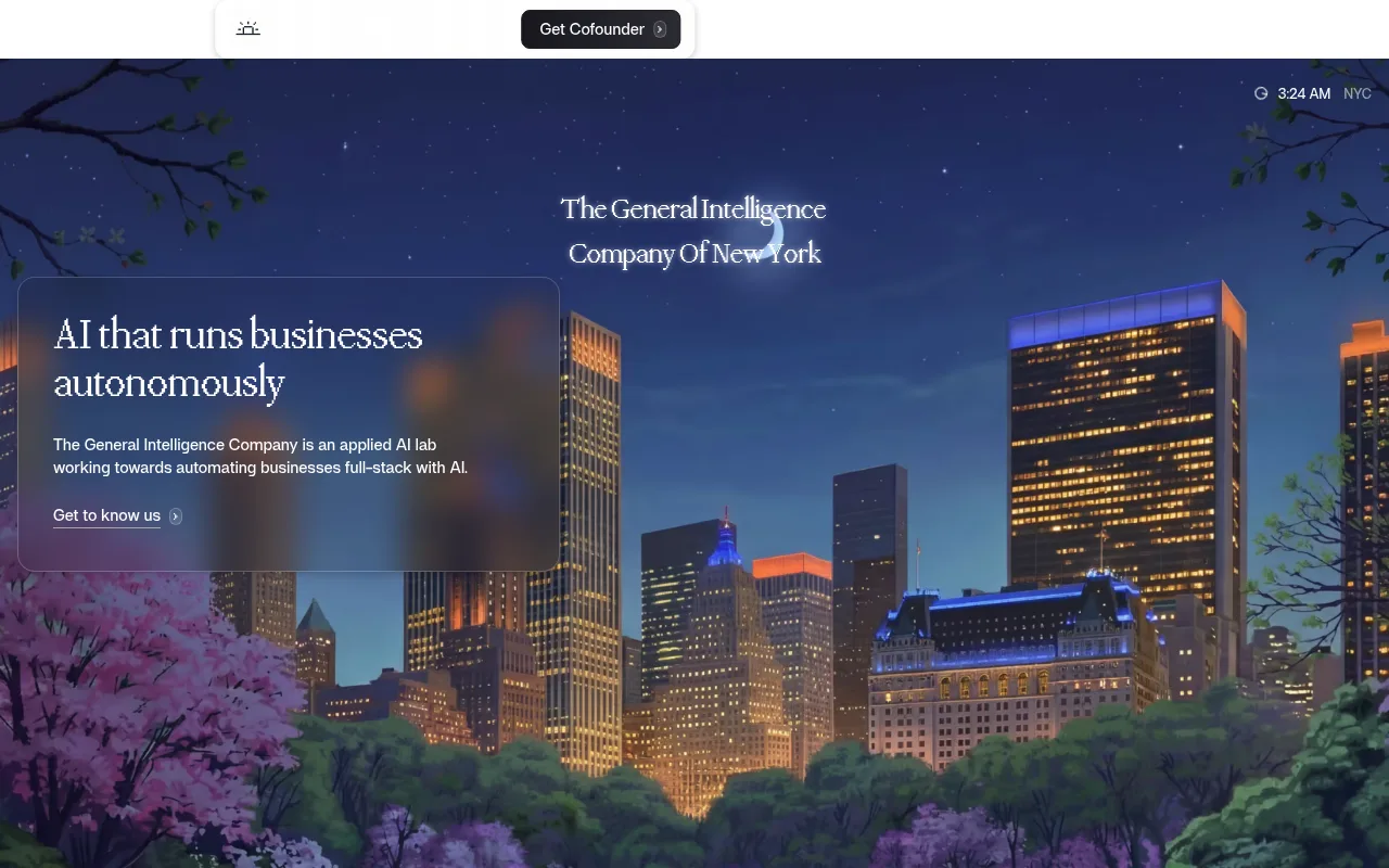 General Intelligence Company website hero