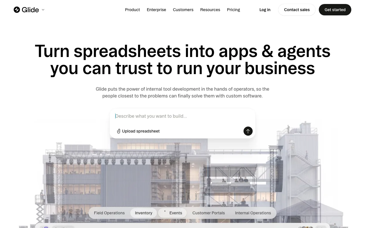 Glide landing page hero