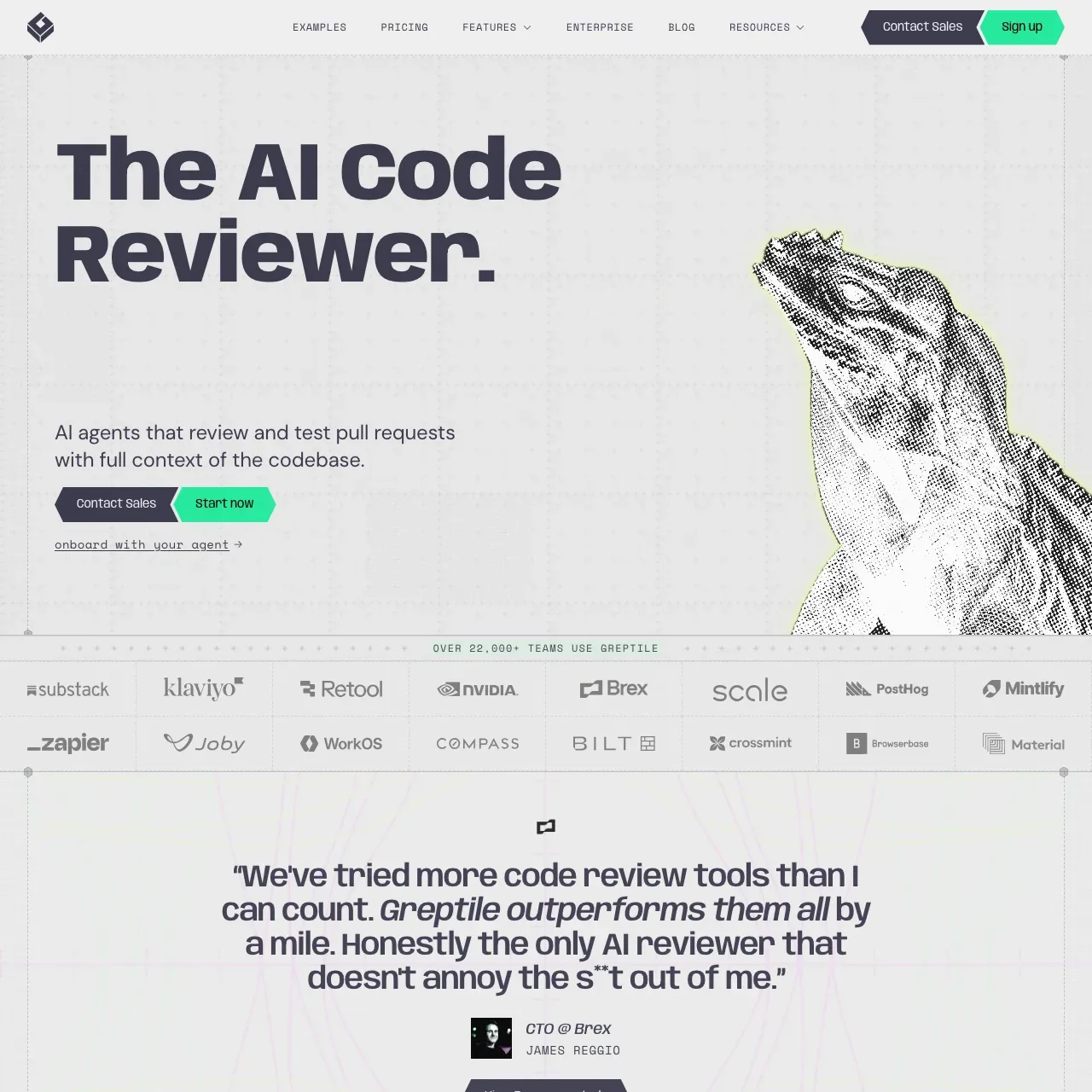 Greptile website screenshot