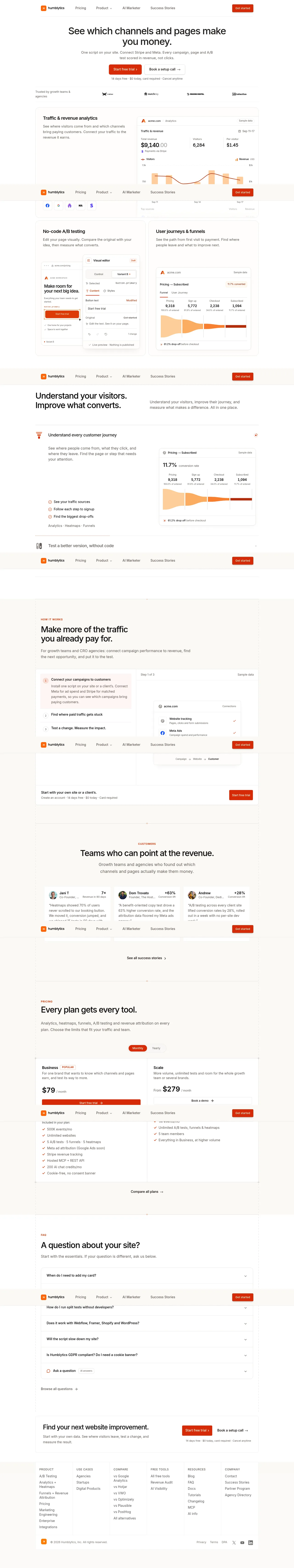 Humblytics full landing page