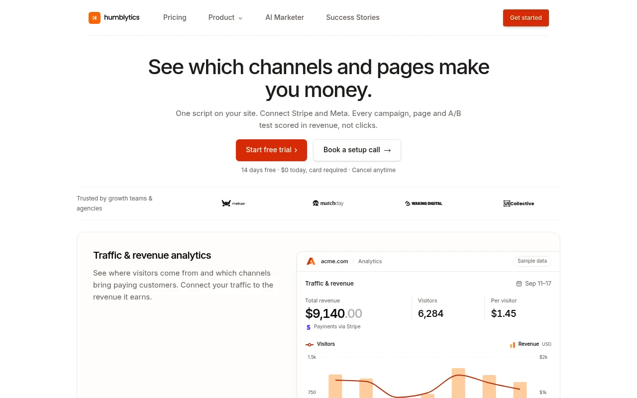 Humblytics website hero