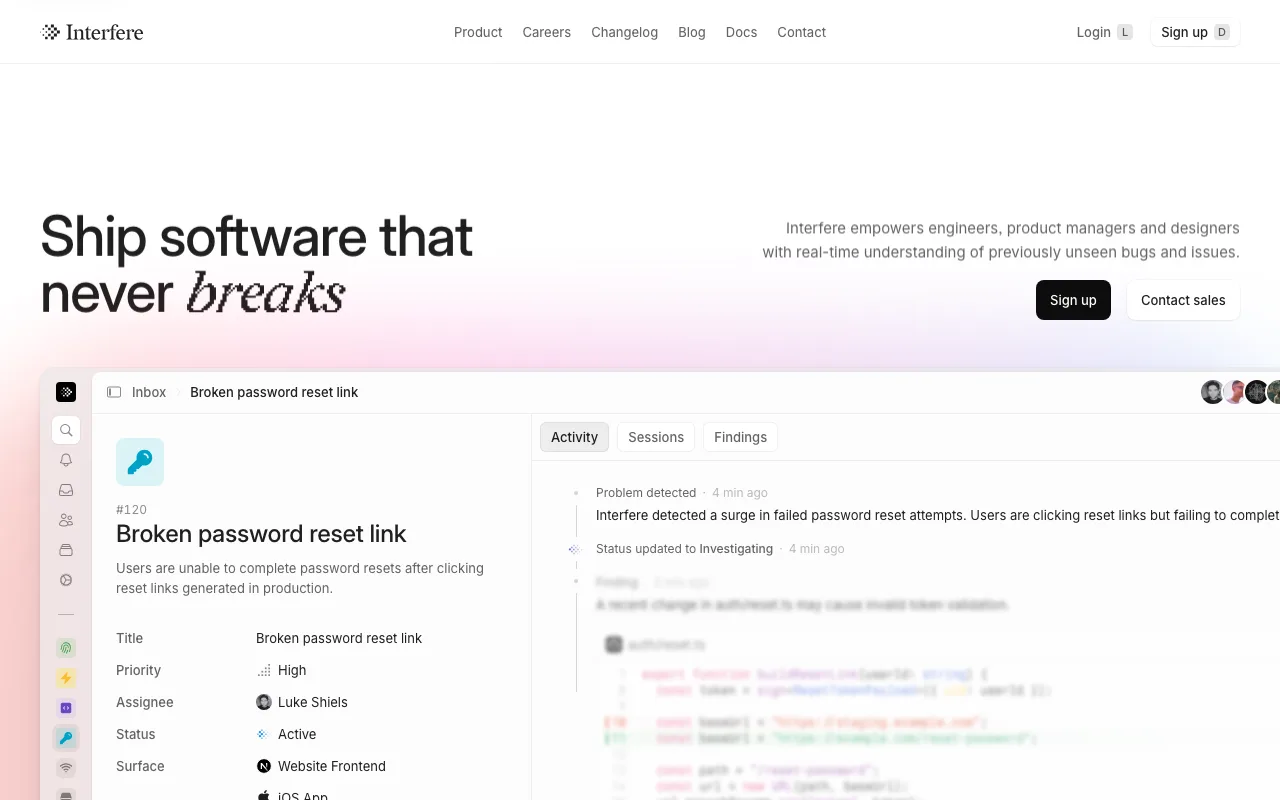 Interfere website hero