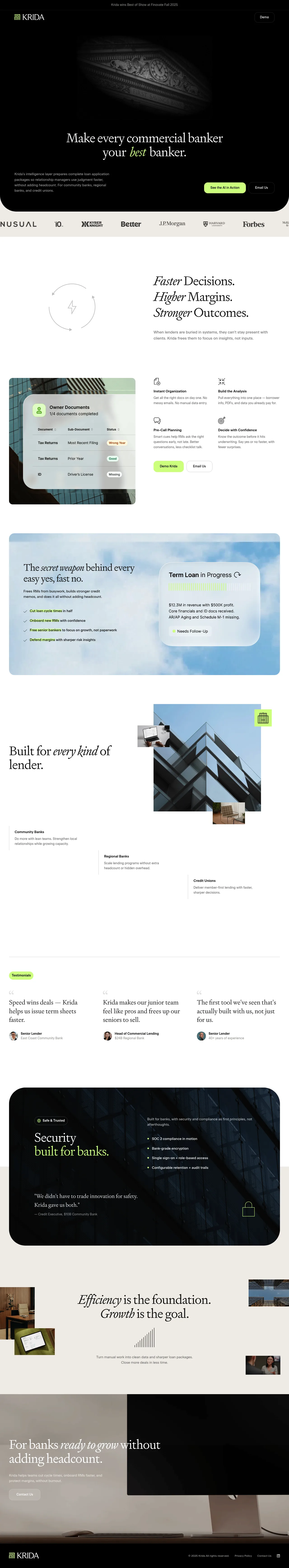 Krida full landing page