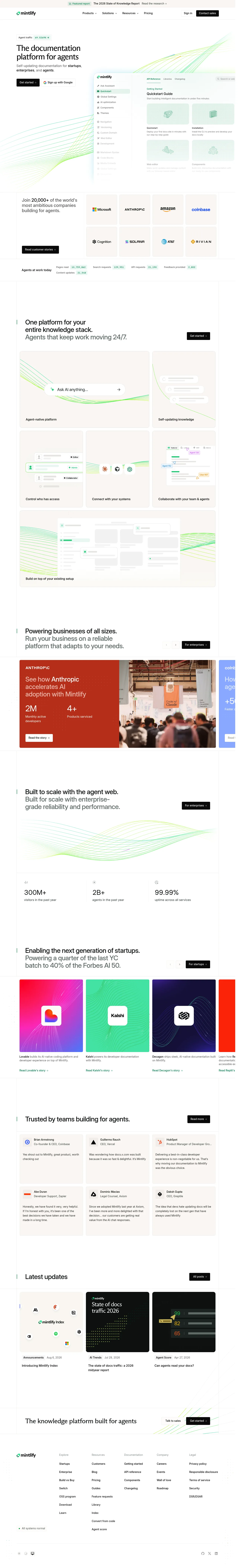 Mintlify full landing page