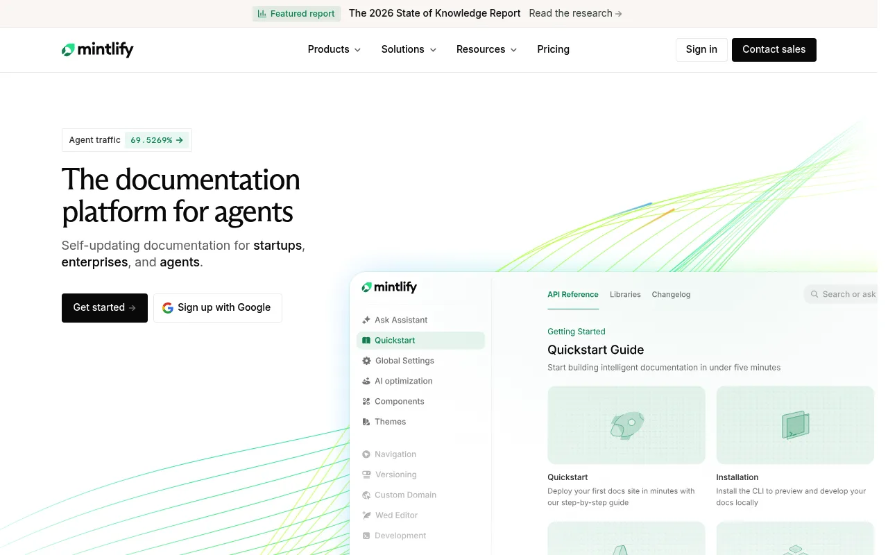 Mintlify website hero