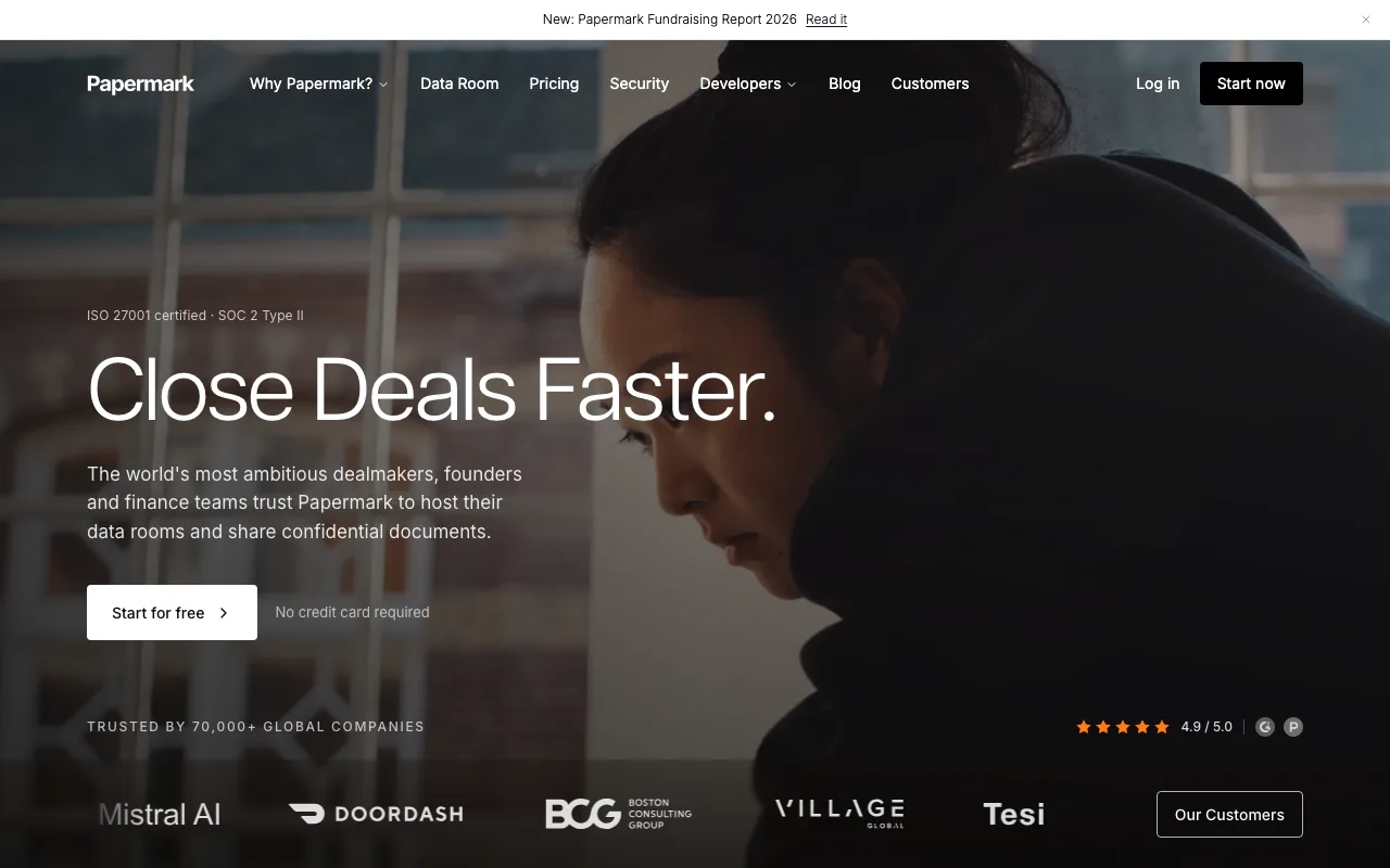 Papermark website hero