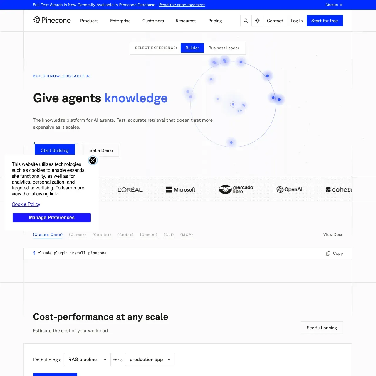 Pinecone website screenshot
