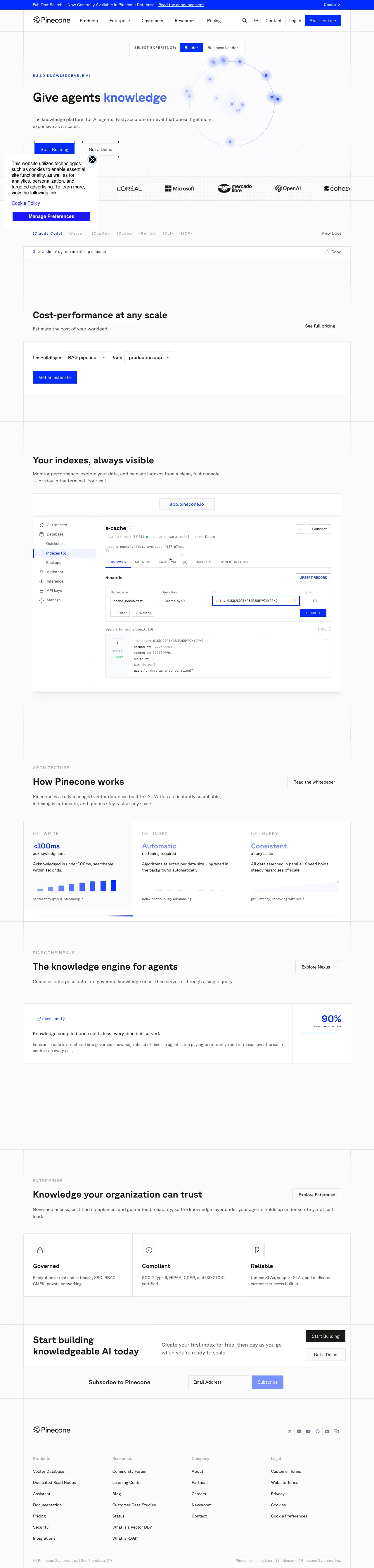 Pinecone full landing page