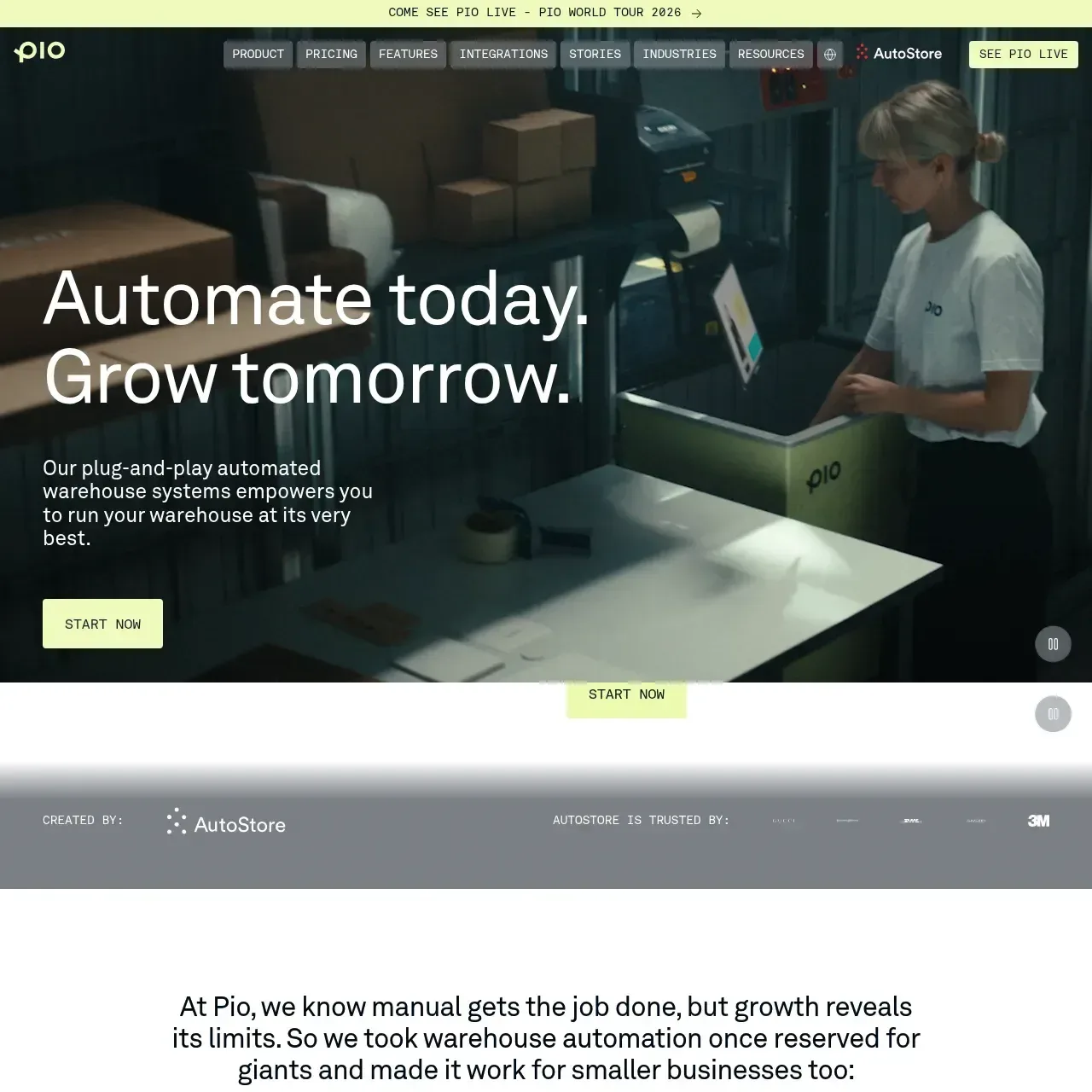 Pio website screenshot
