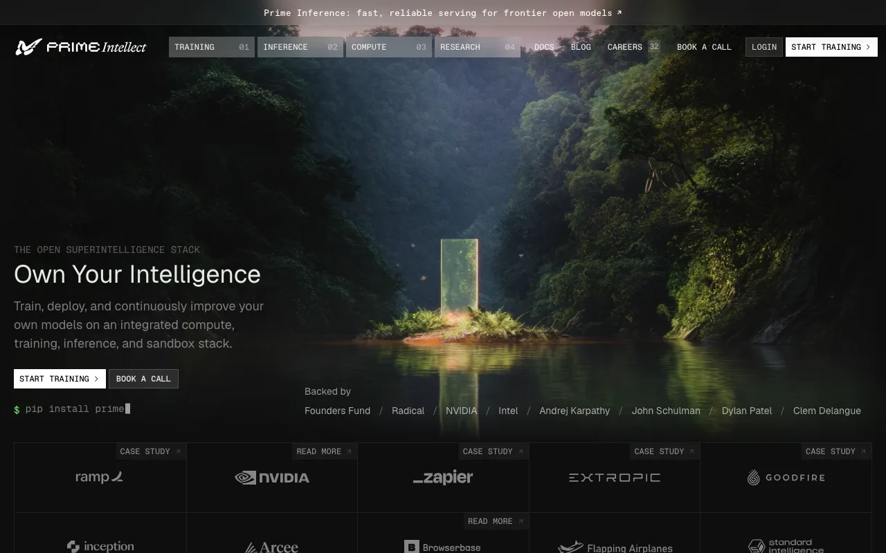 Prime Intellect website hero