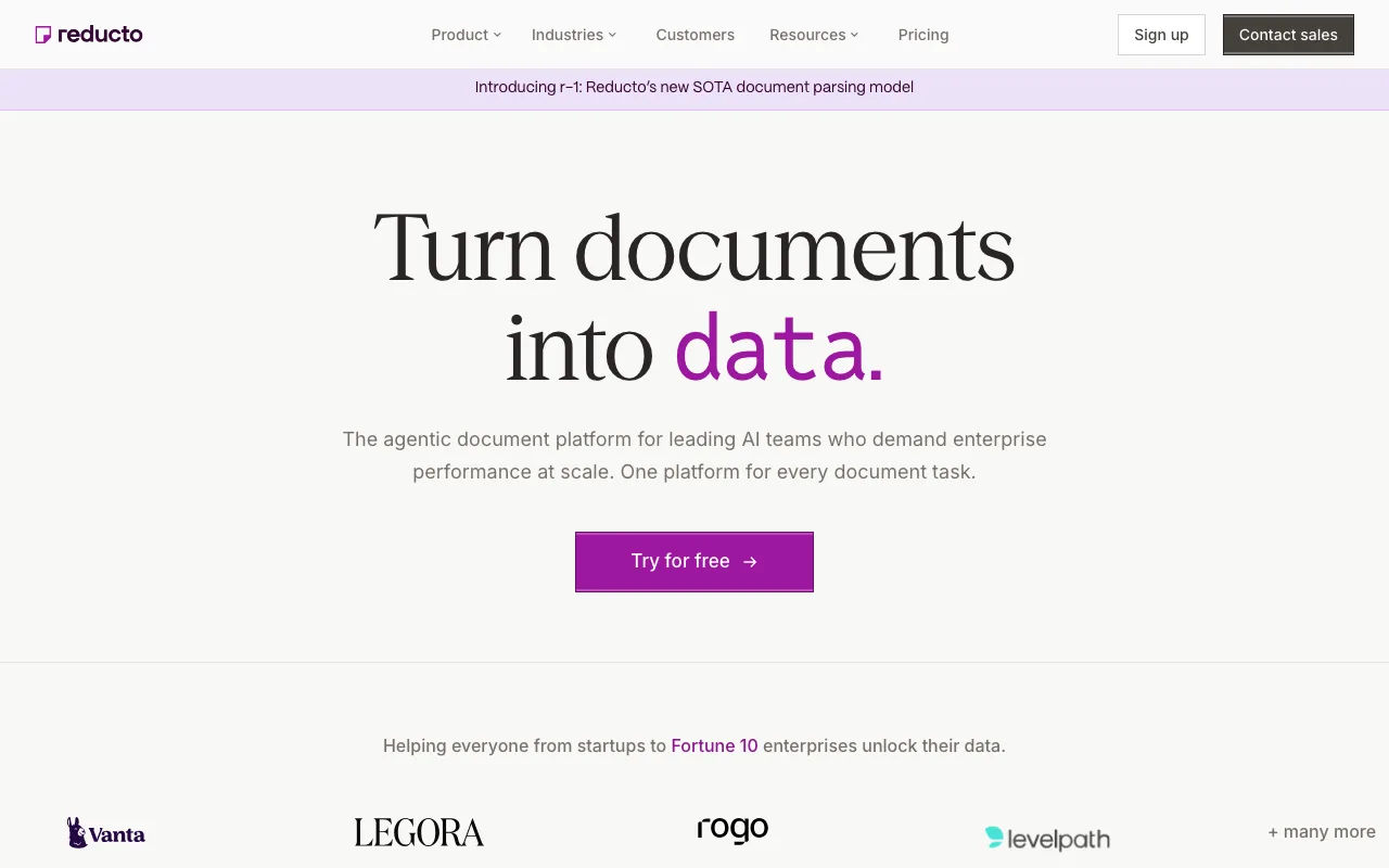 Reducto website hero