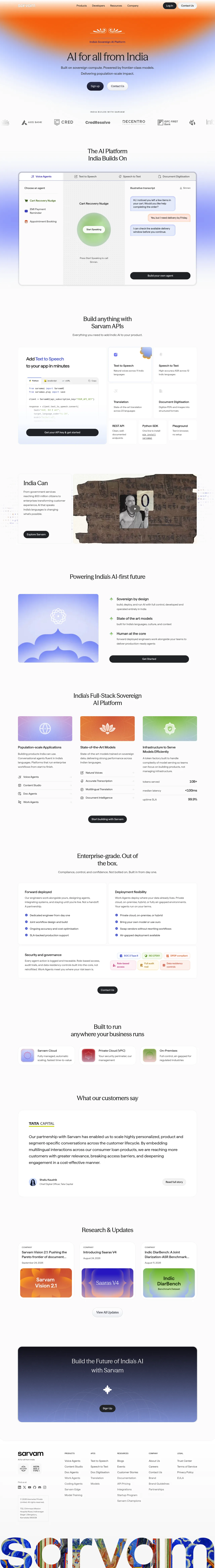 Sarvam full landing page