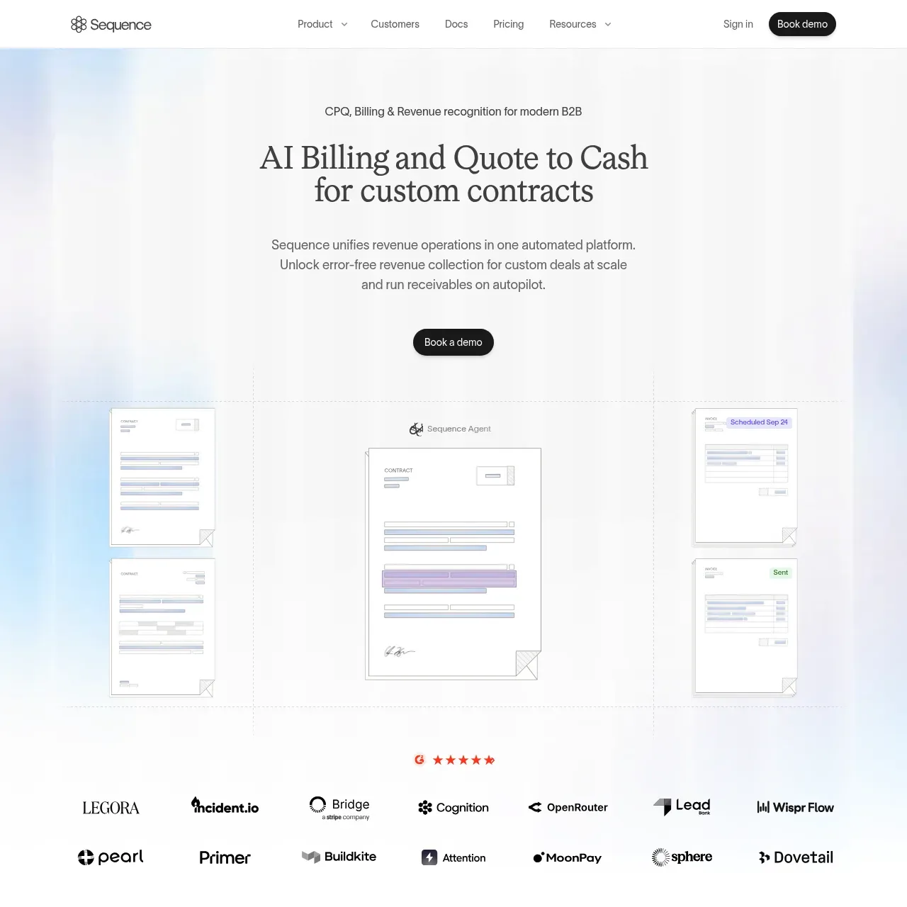 Sequence website screenshot