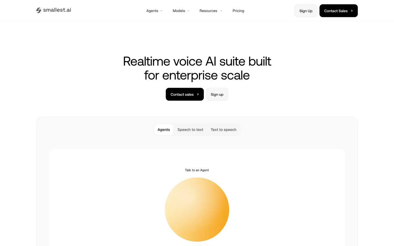 Smallest AI website hero