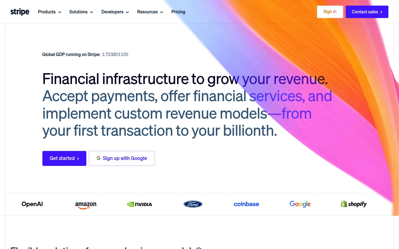 Stripe website hero