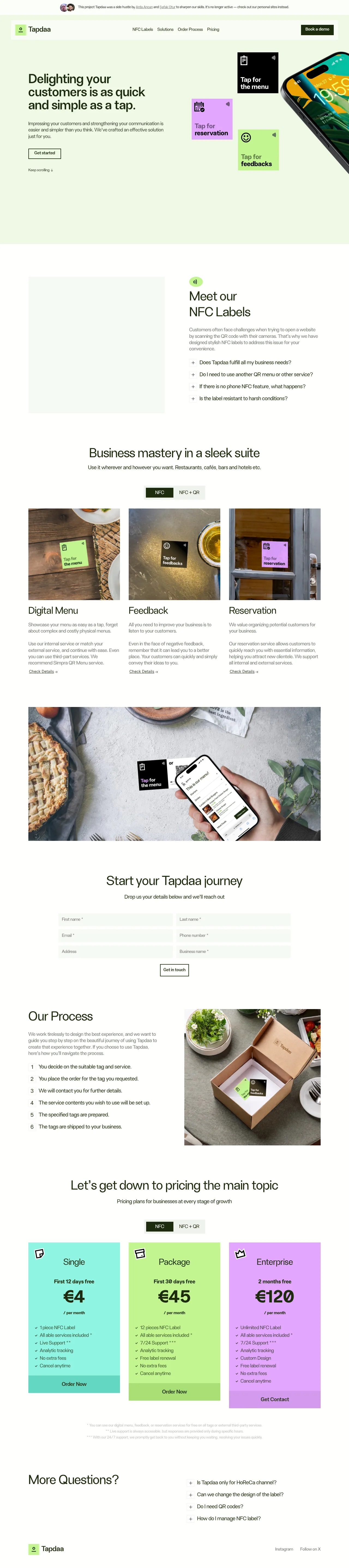 Tapdaa full landing page