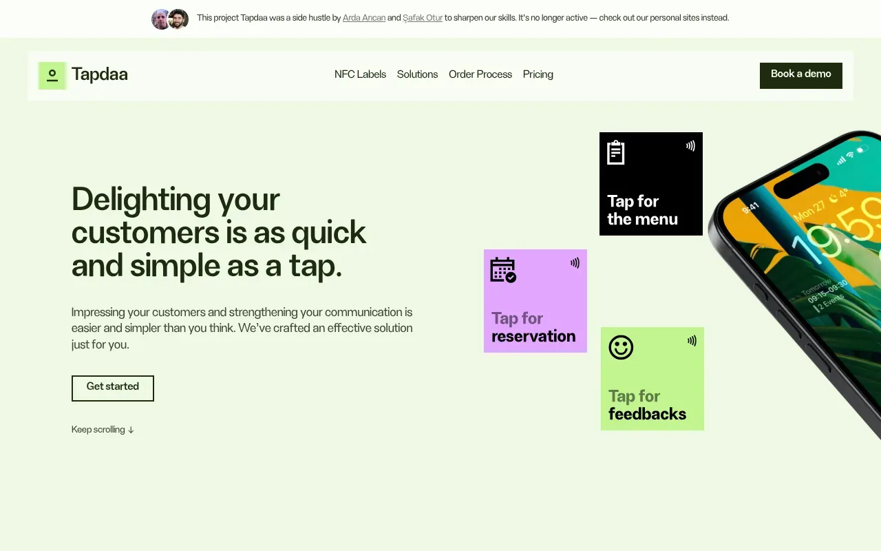 Tapdaa website hero