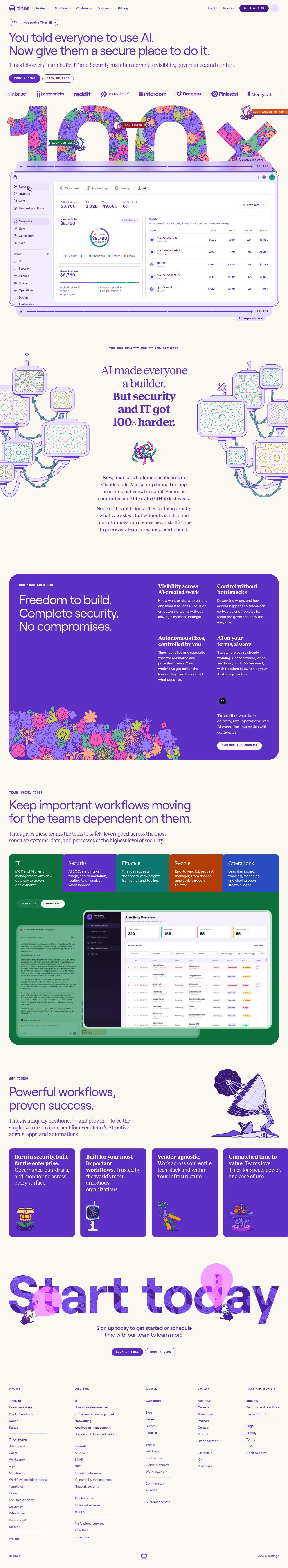Tines full landing page