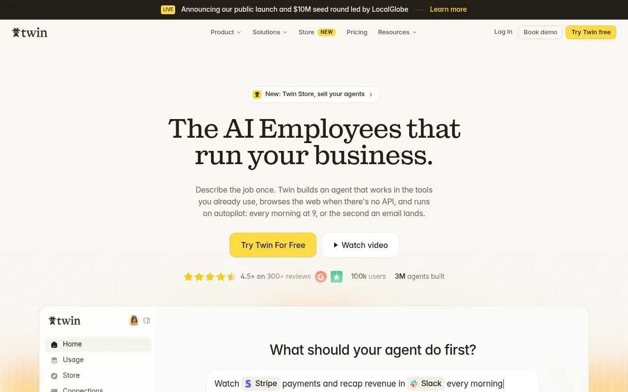Twin website hero