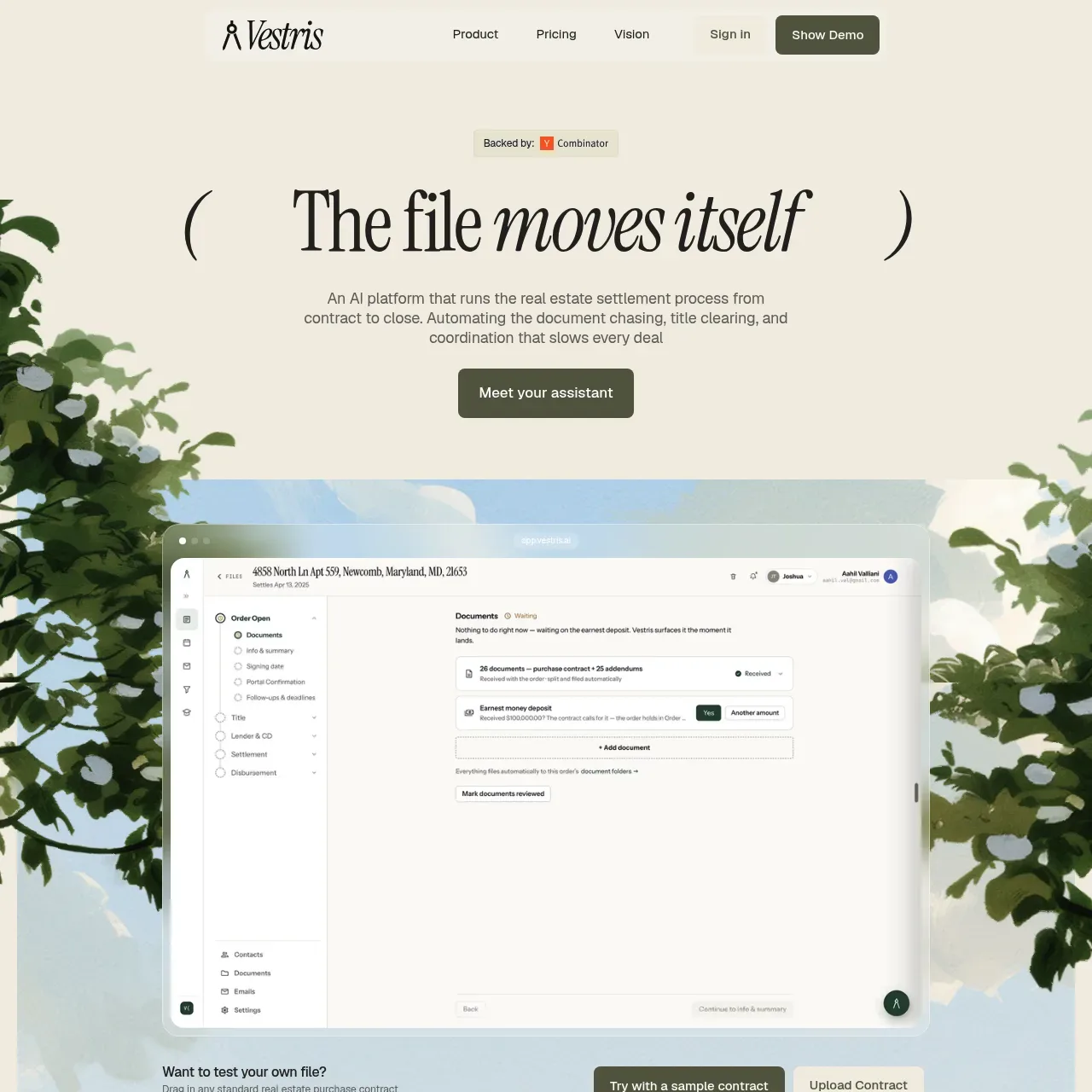 Vestris website screenshot
