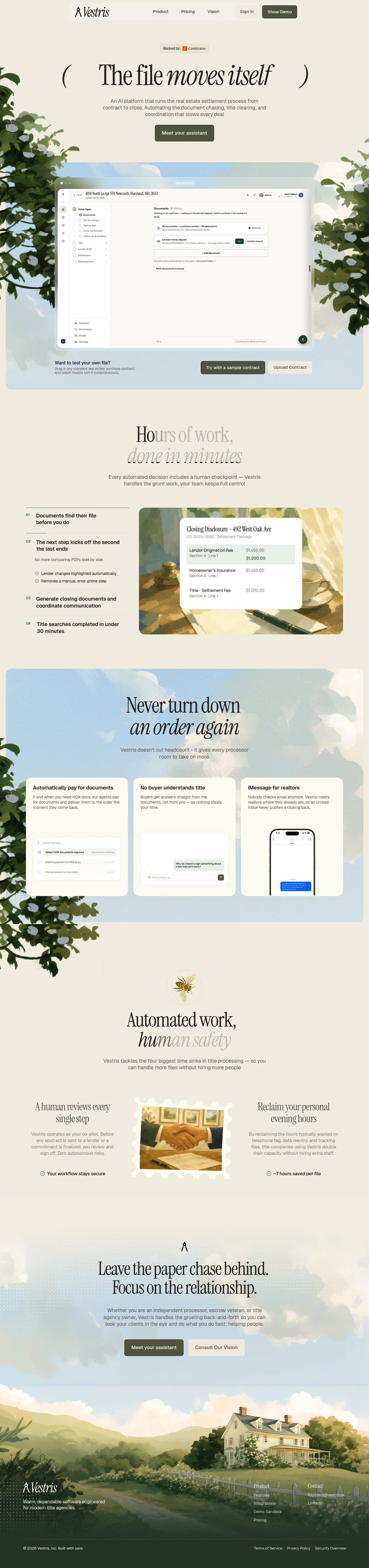 Vestris full landing page