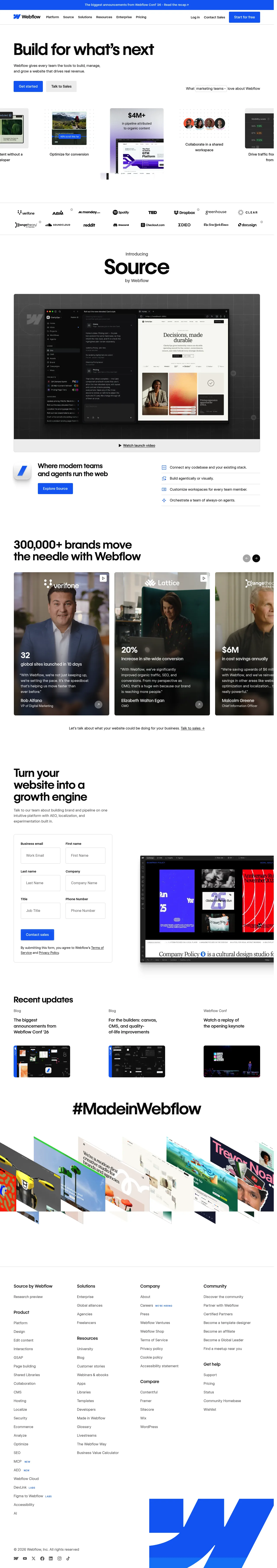 Webflow full landing page