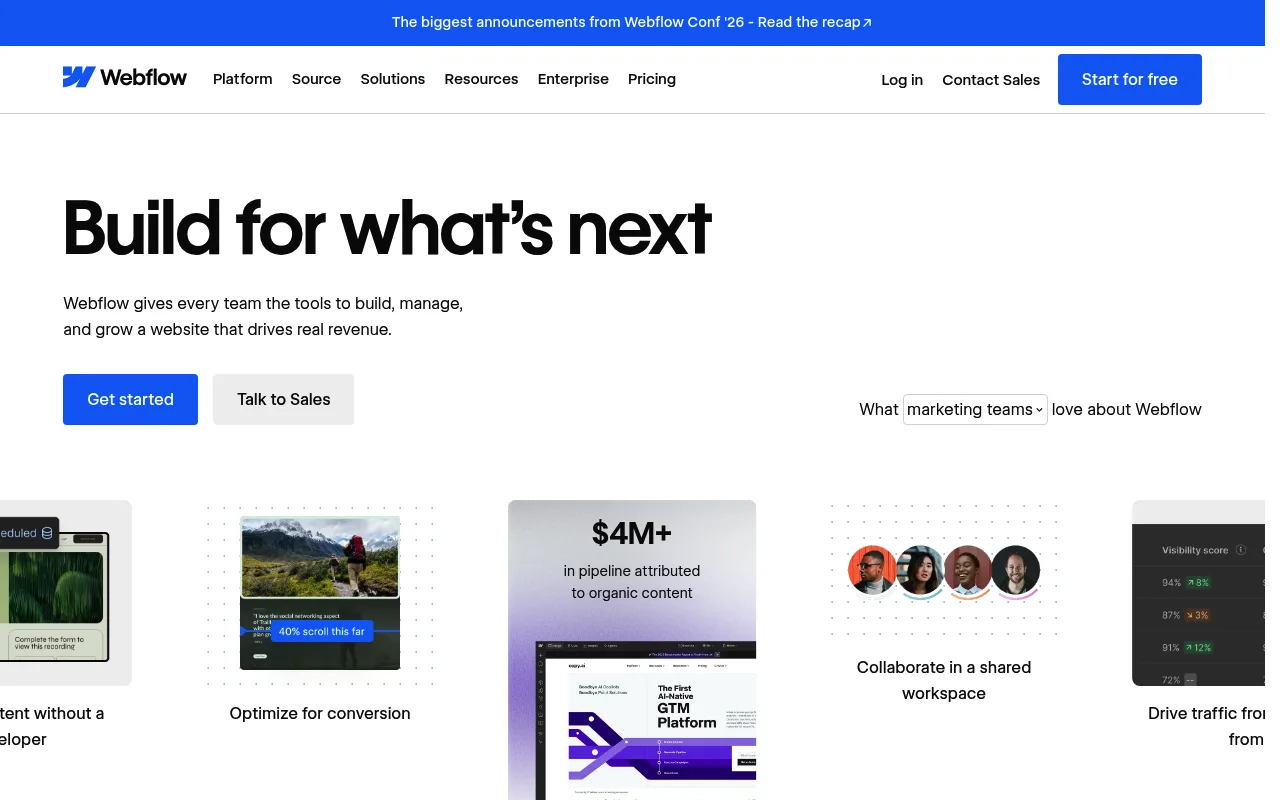 Webflow website hero