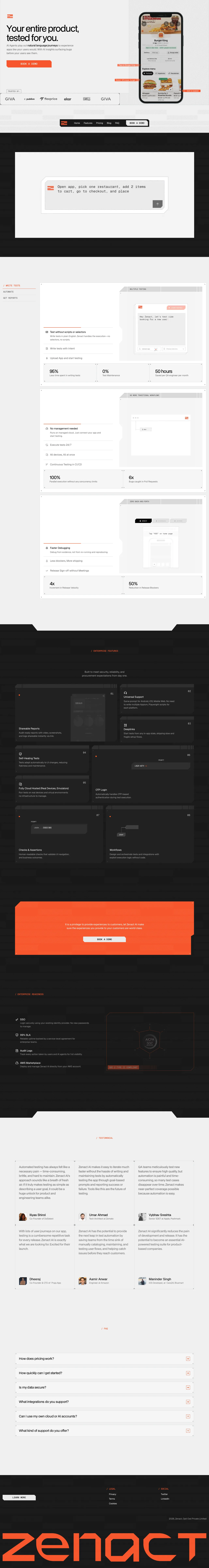 Zenact AI full landing page